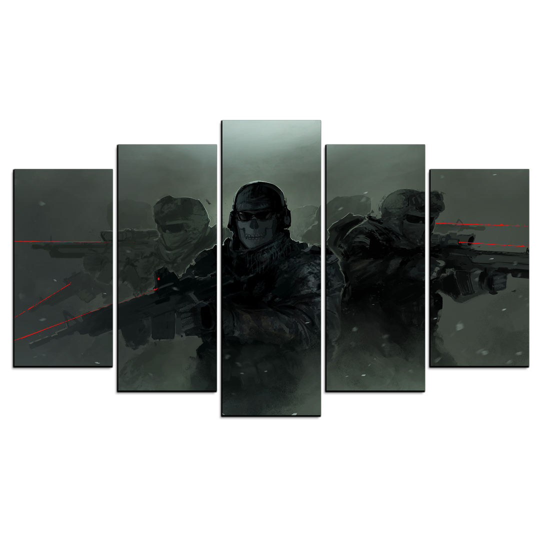 Cuadro Decorativo Gamer Call Of Duty Zombies Ghost Team 100x60cm 5pzs Cuadros MX