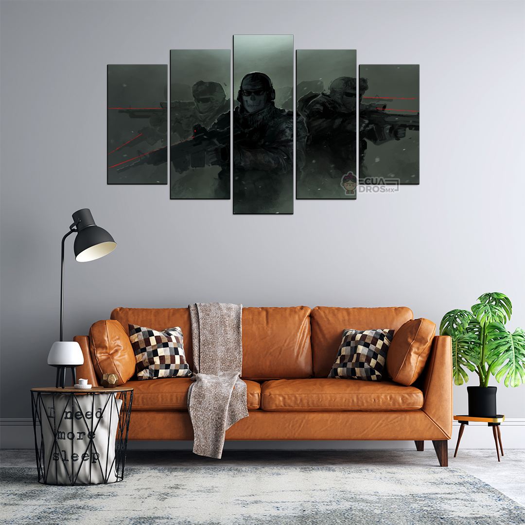 Cuadro Decorativo Gamer Call Of Duty Zombies Ghost Team 100x60cm 5pzs Cuadros MX