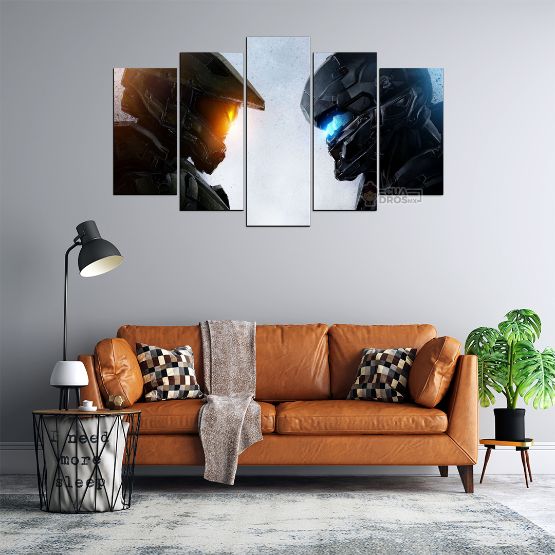 Cuadro Decorativo Gamer Halo: The Master Chief Perfiles 100x60cm 5pzs Cuadros MX