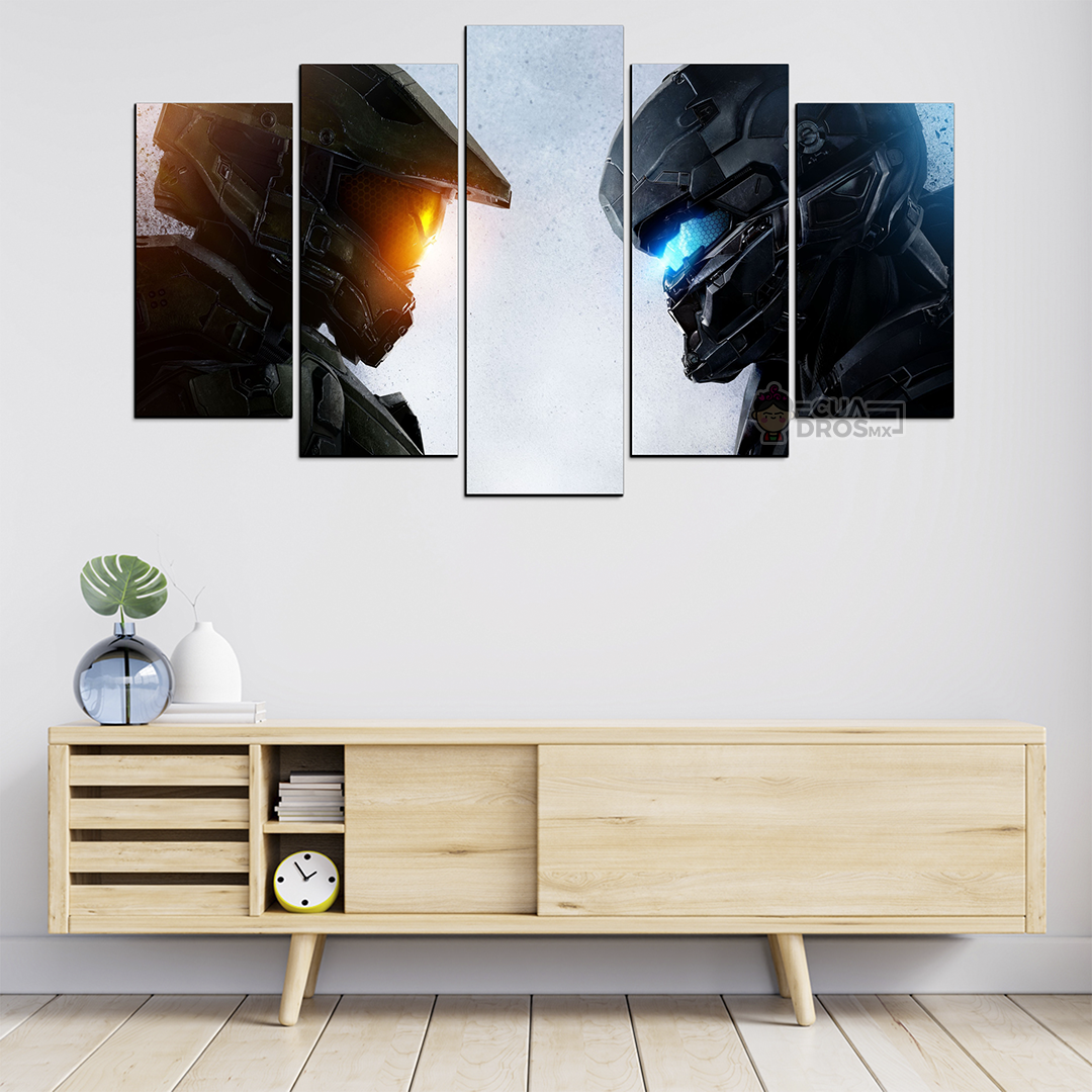 Cuadro Decorativo Gamer Halo: The Master Chief Perfiles 100x60cm 5pzs Cuadros MX