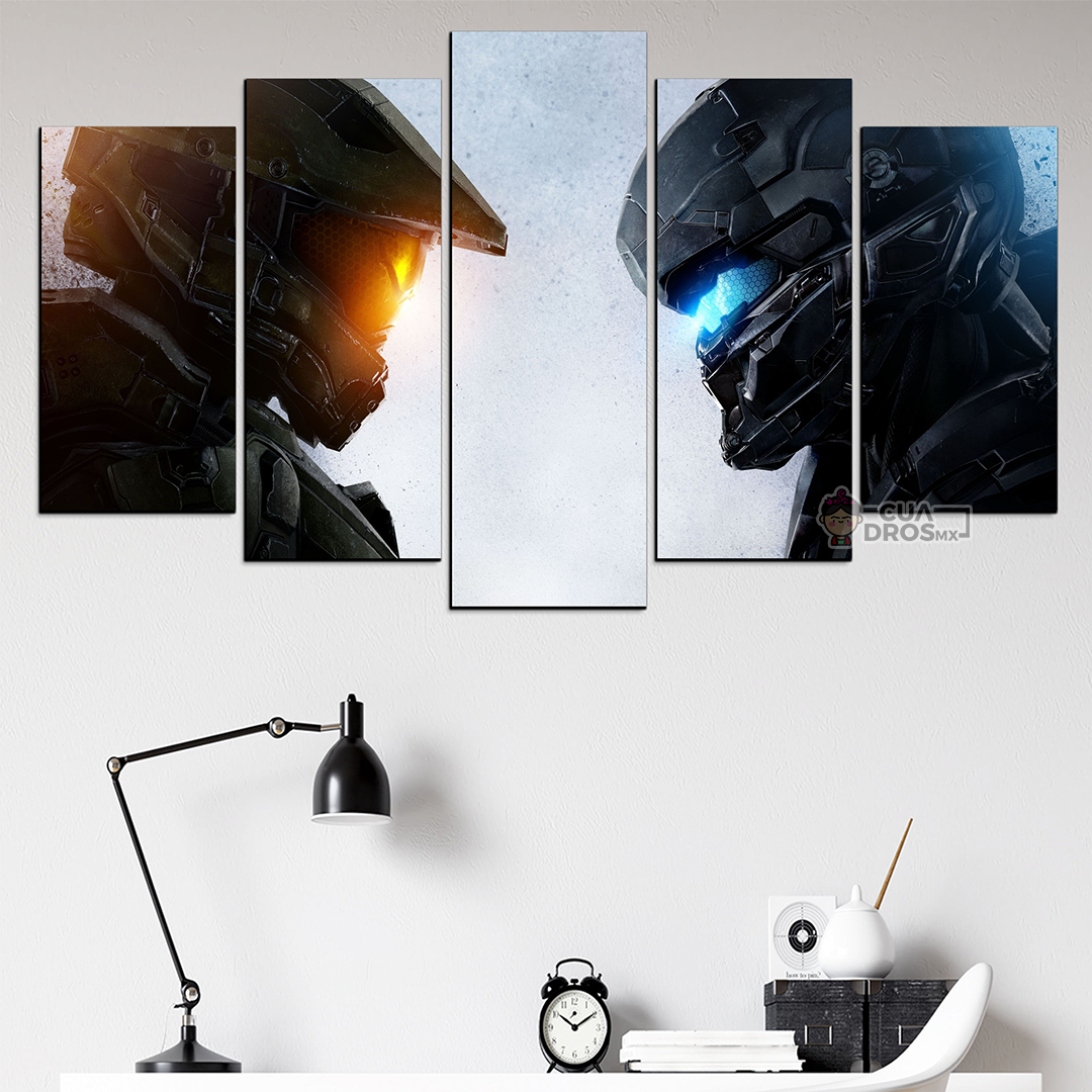 Cuadro Decorativo Gamer Halo: The Master Chief Perfiles 100x60cm 5pzs Cuadros MX
