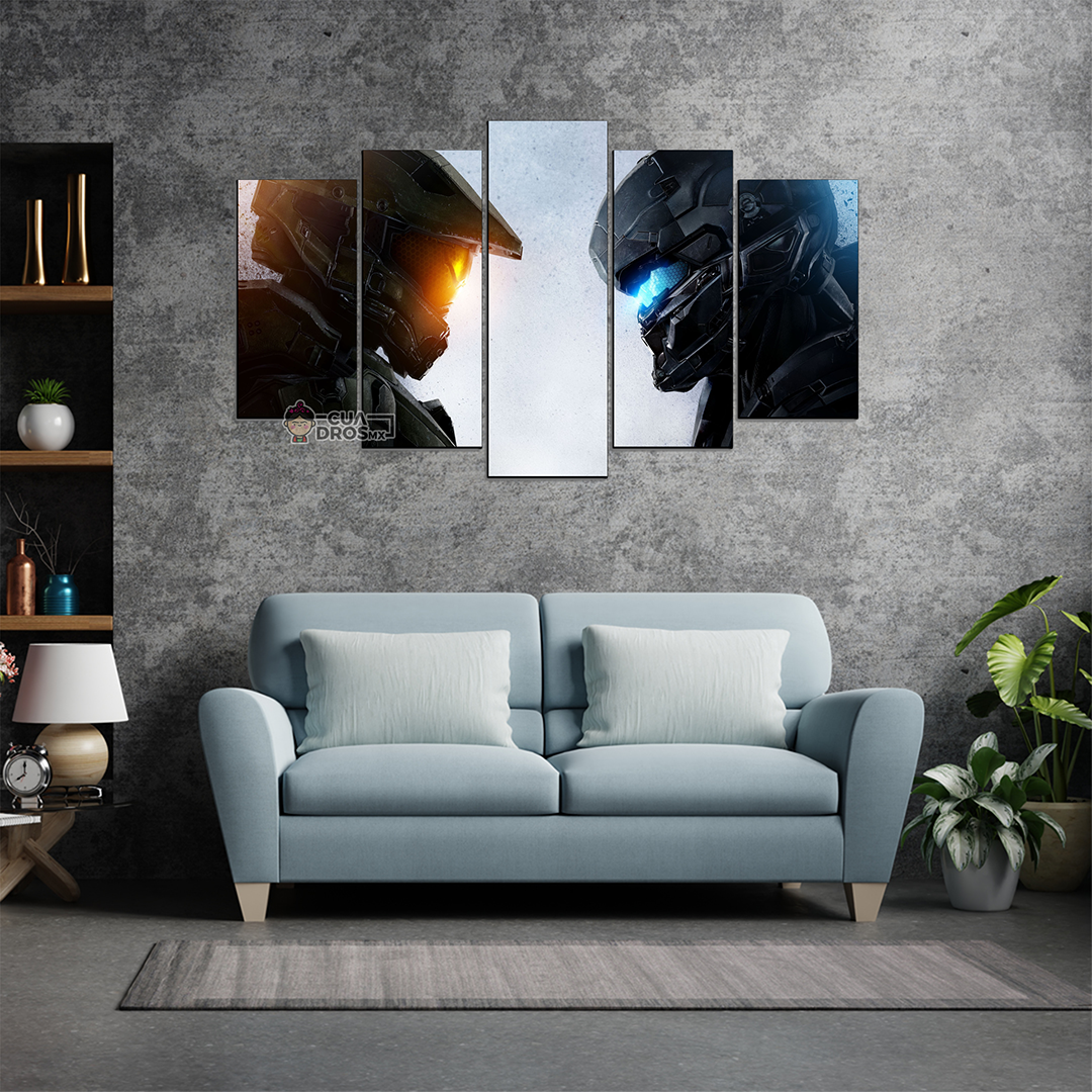 Cuadro Decorativo Gamer Halo: The Master Chief Perfiles 100x60cm 5pzs Cuadros MX
