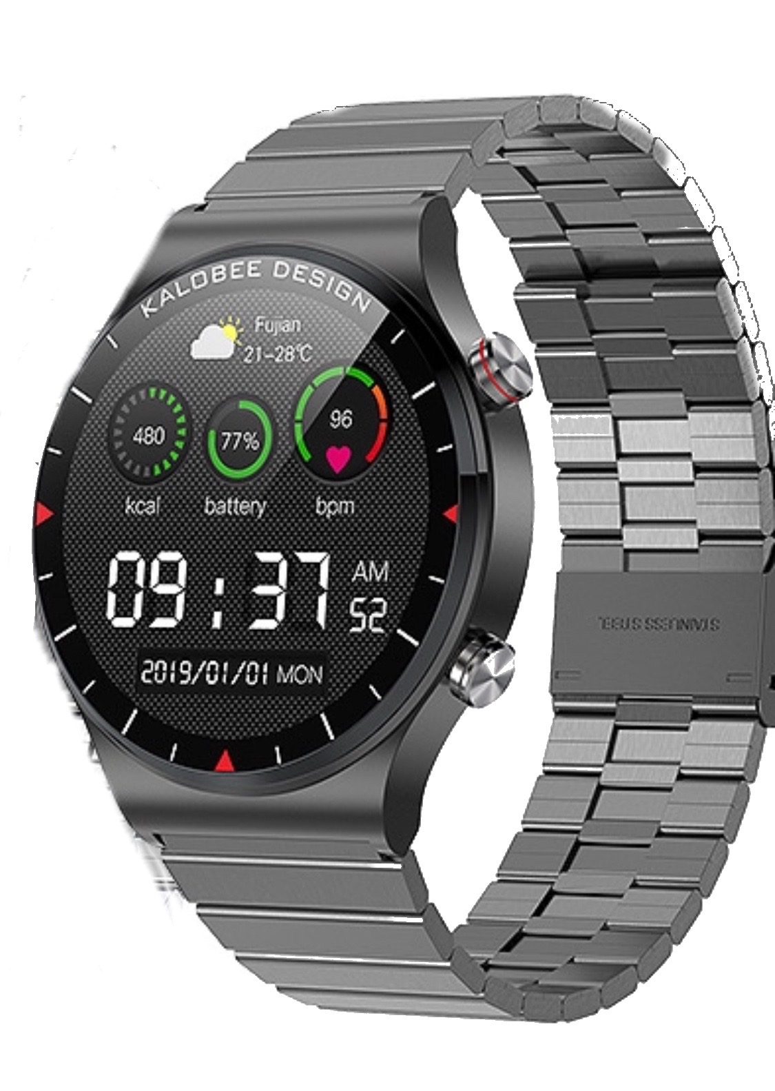 Fino Smartwatch para caballero, Oximetro, Salud, ejercicio, Llamadas, Notificaciones con 3 correas para iPhone y Android