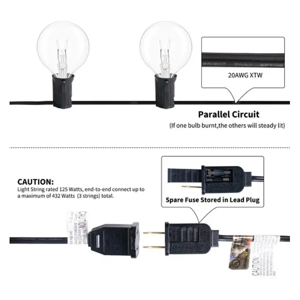 Guirnalda De Luces 25 Focos De Exterior Vintage Impermeable