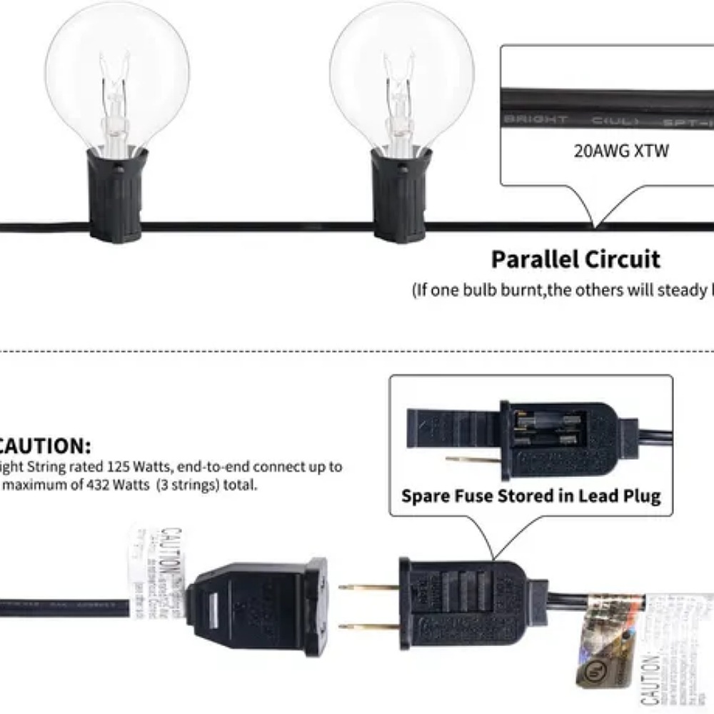 Guirnalda De Luces 25 Focos De Exterior Vintage Impermeable