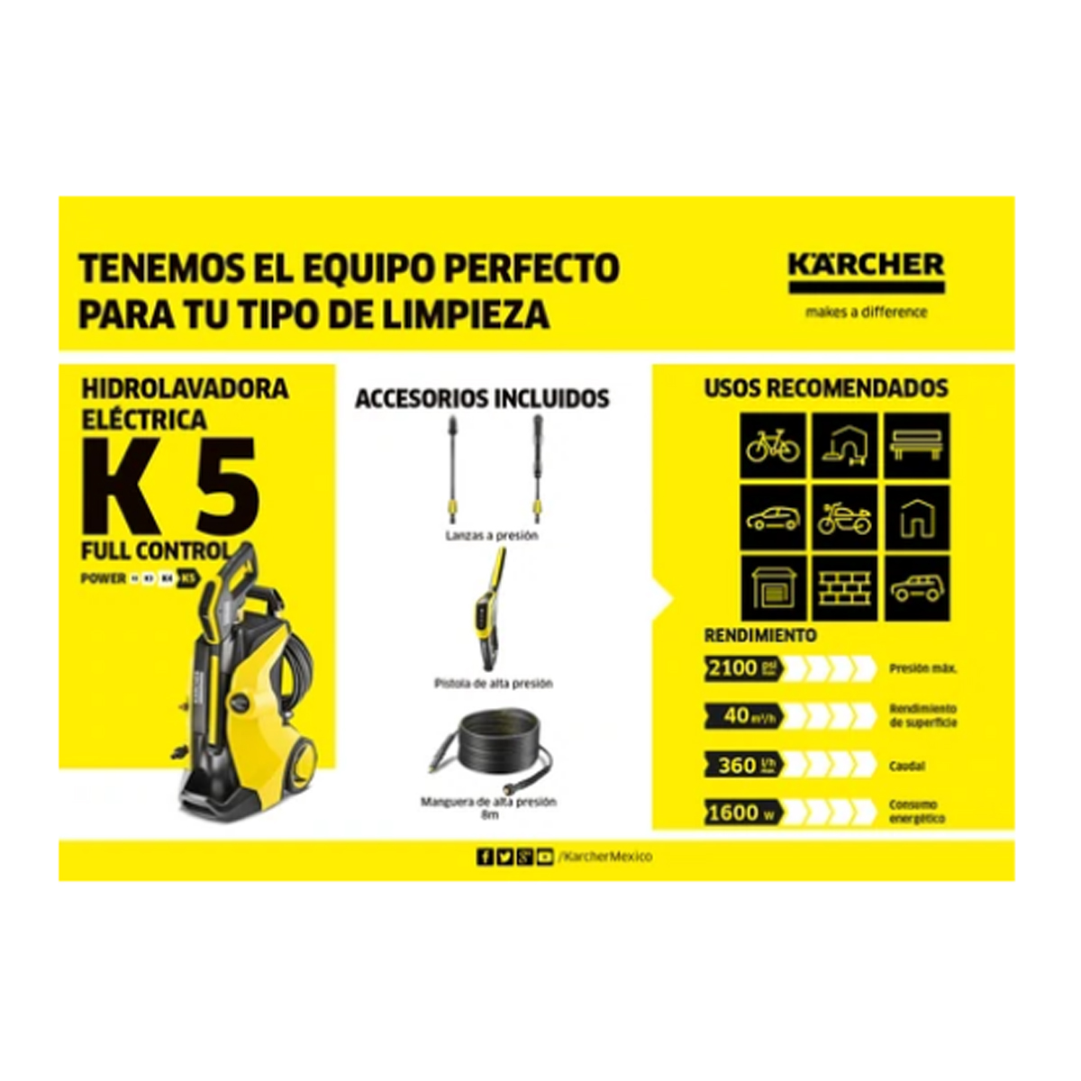 Hidrolavadora Eléctrica Karcher K5 Full Control 2100psi