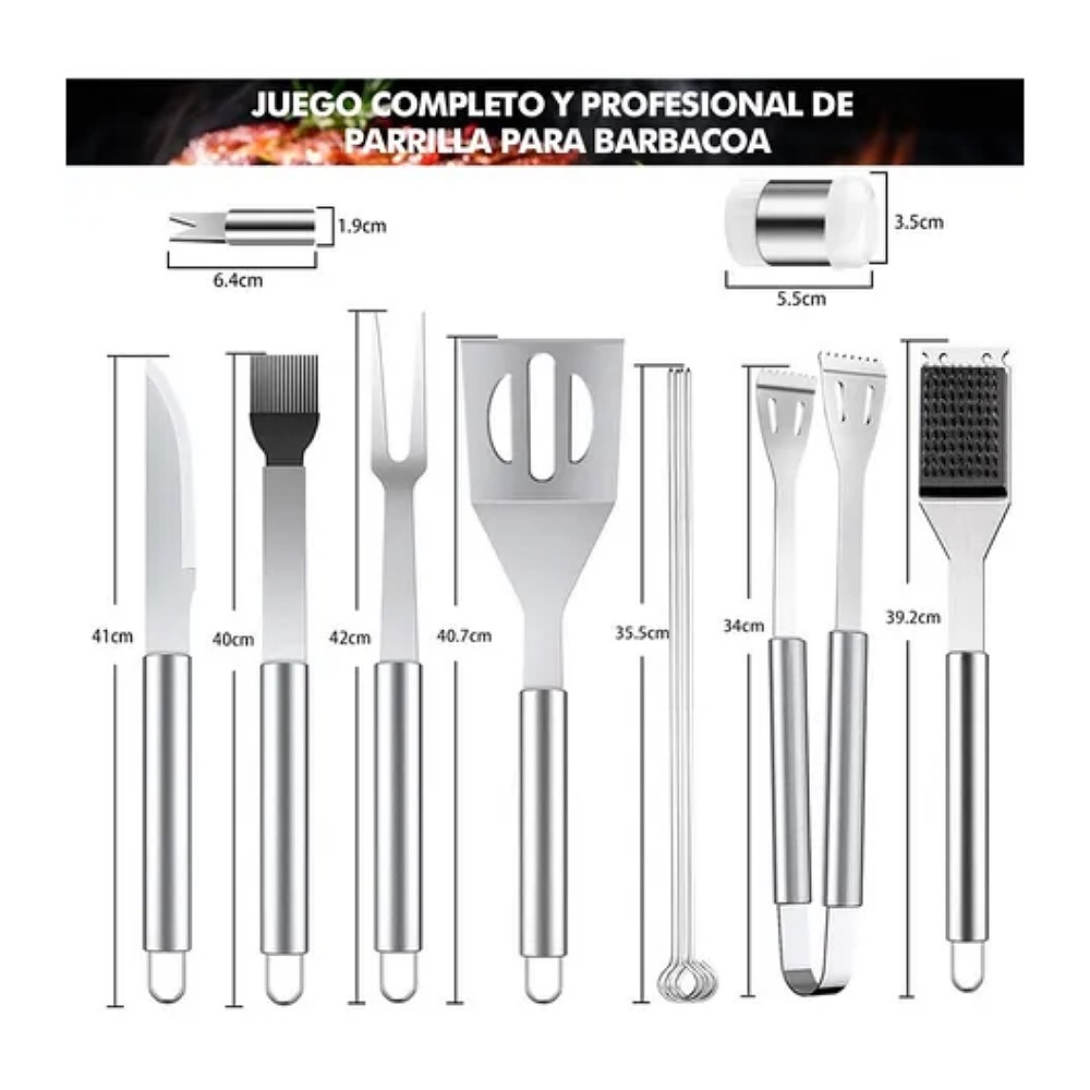 Juego De Utensilios De Acero Inox Para La Parrilla 20 Uds