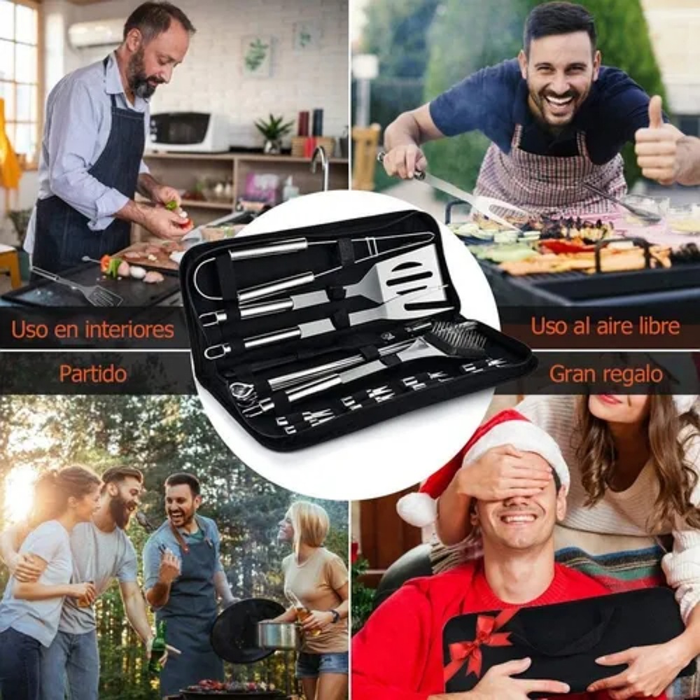 Juego De Utensilios De Acero Inox Para La Parrilla 20 Uds
