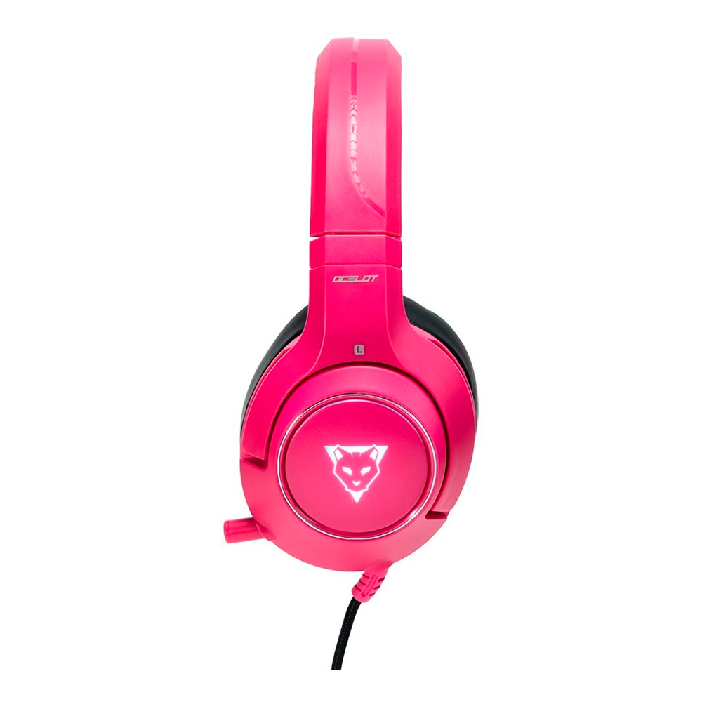 AUDIFONOS GAMER OCELOT TIPO DIADEMA OVER EAR USB 3.5MM COLOR ROSA