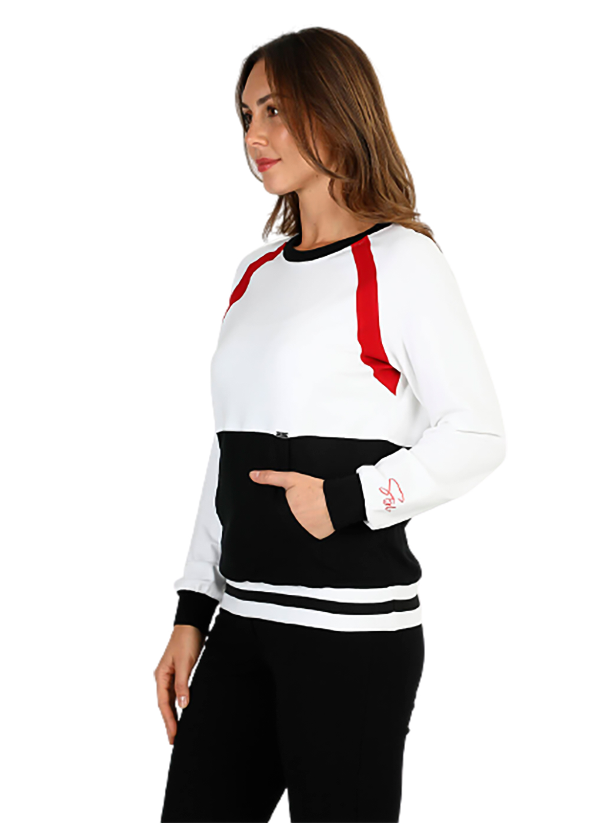 Sudadera Blanca Con Negro Y Rojo Mujer Foley´s