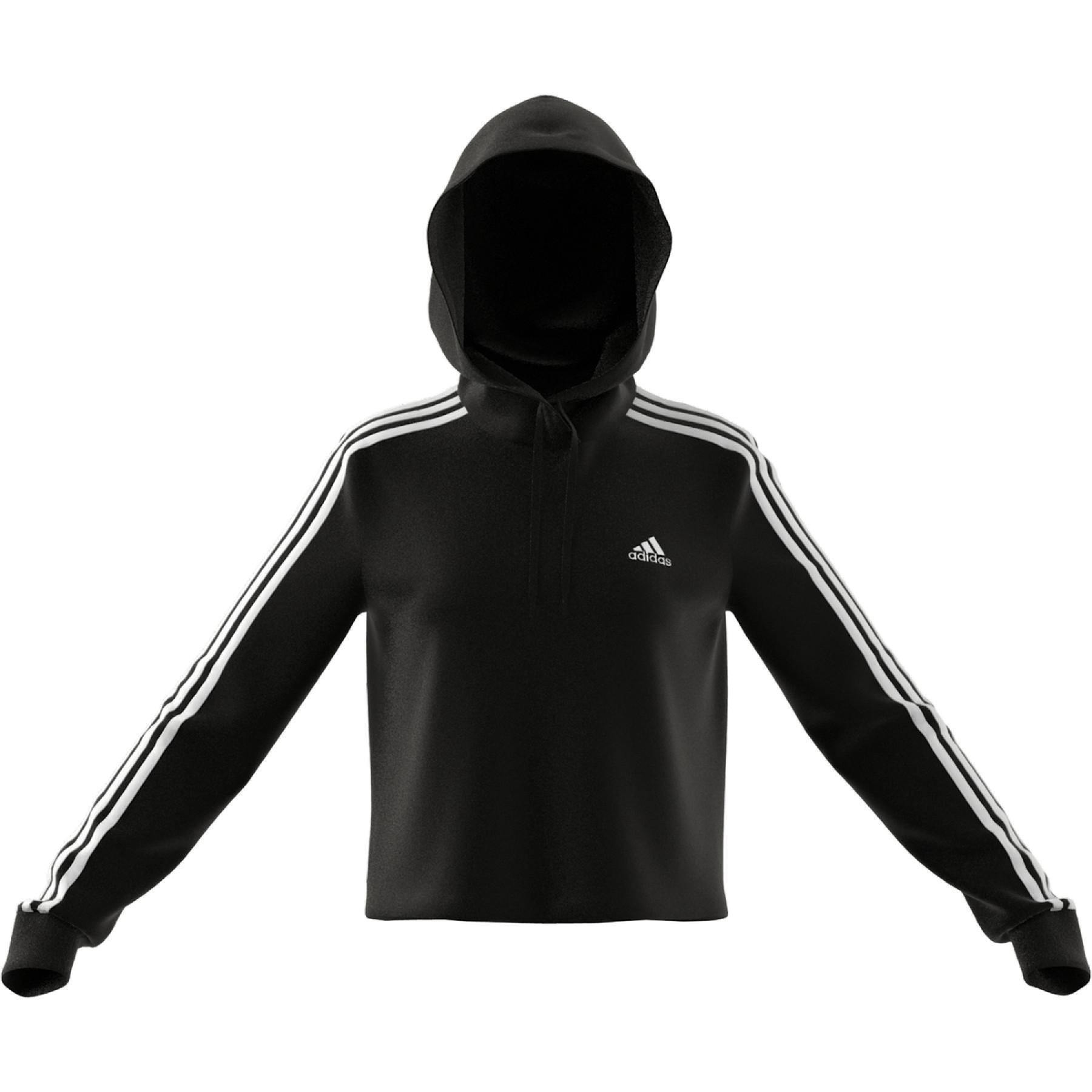 SUDADERA Adidas CORTA CON GORRO ESSENTIALS 3 FRANJAS
