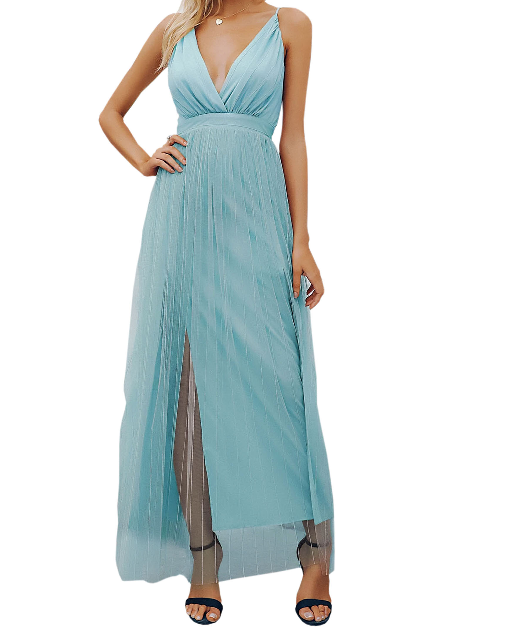 Maxi Vestido Largo d Fiesta Sexi Elegante Abertura en Pierna