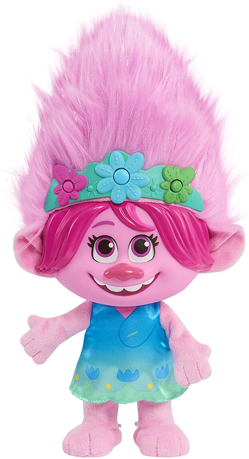 Peluche Trolls World Tour Poppy Interactivo Canciones, Luces, Pelo cambia de color