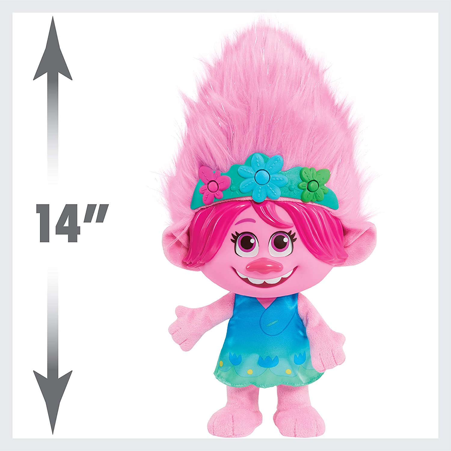 Peluche Trolls World Tour Poppy Interactivo Canciones, Luces, Pelo cambia de color