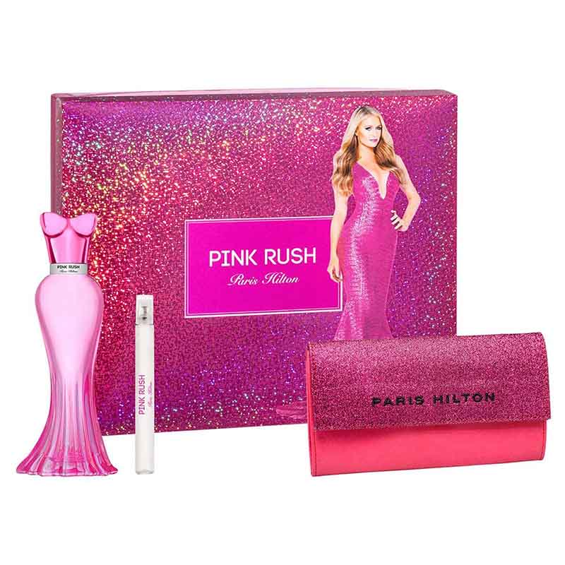 Set Paris Hilton Pink Rush Dama ( 3pz Edp 100 ml + 10 ml + 1 cartera )