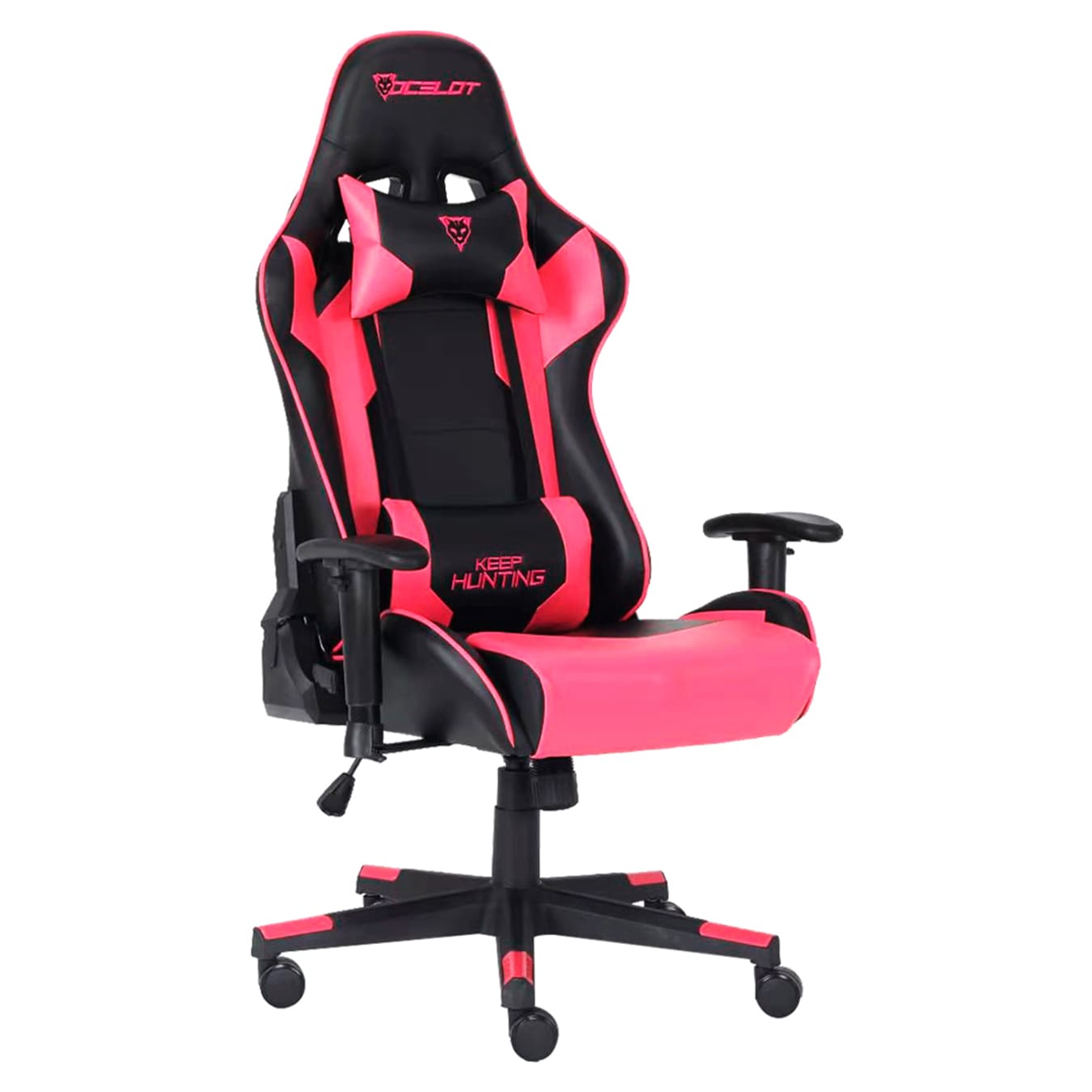 Silla Ocelot Gaming OGS-01, Negro con Rosa, de Vinipiel, Reclinable, Reposabrazos 2D, hasta 150 Kg.