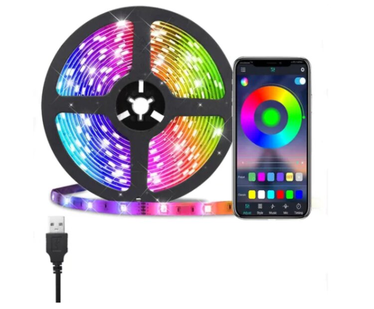Tira De Luces Led Multicolor 2835 RGB 20 Metros Bluetooth + Control , Ip65