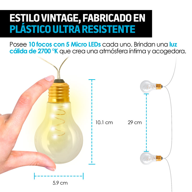 Serie de Luces LED para Exterior 10 Focos de Plástico Redlemon