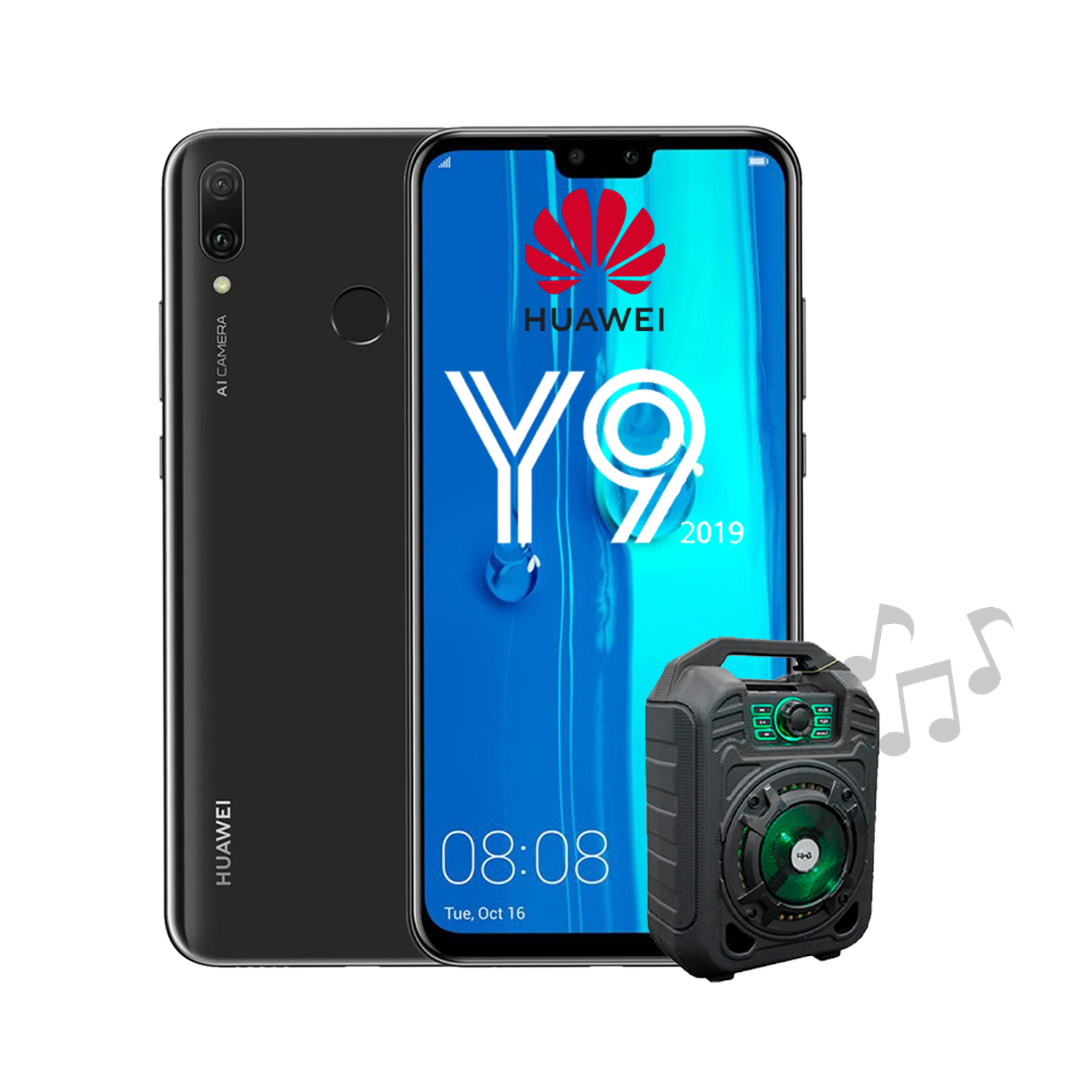 Celular HUAWEI Y9 2019 6GB /128 GB- Negro + Bocina Bluetoth