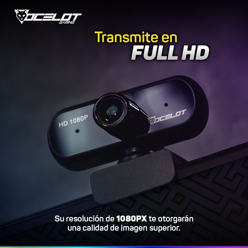 Webcam Gamer, Full HD 1080P, 30 FPS con Autofocus, Ocelot OGW-01