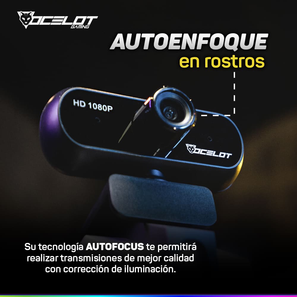 Webcam Gamer, Full HD 1080P, 30 FPS con Autofocus, Ocelot OGW-01