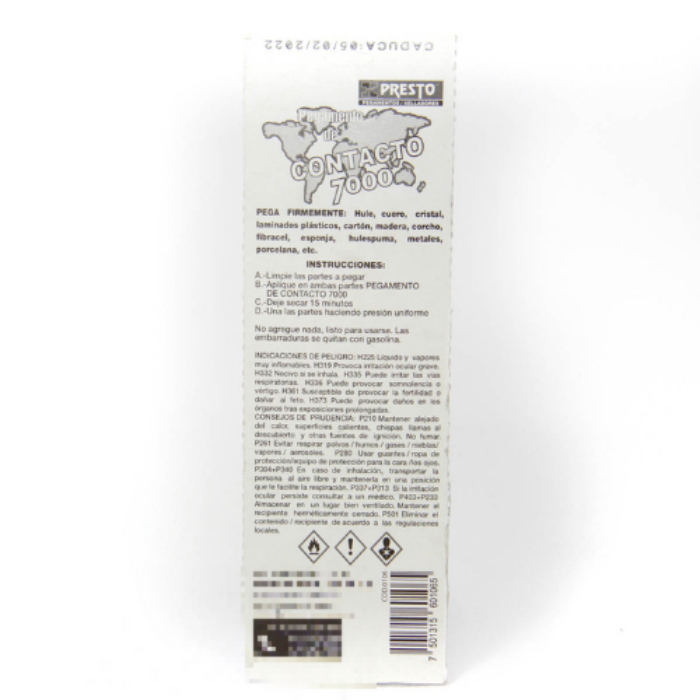 PEGAMENTO CONTACTO 7000 PRESTO AMARILLO USO GENERAL TUBO 60 ML