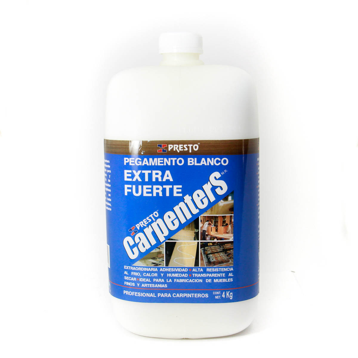 PEGAMENTO BLANCO PARA MADERA PRESTO CARPENTERS CUBETA 4 KG