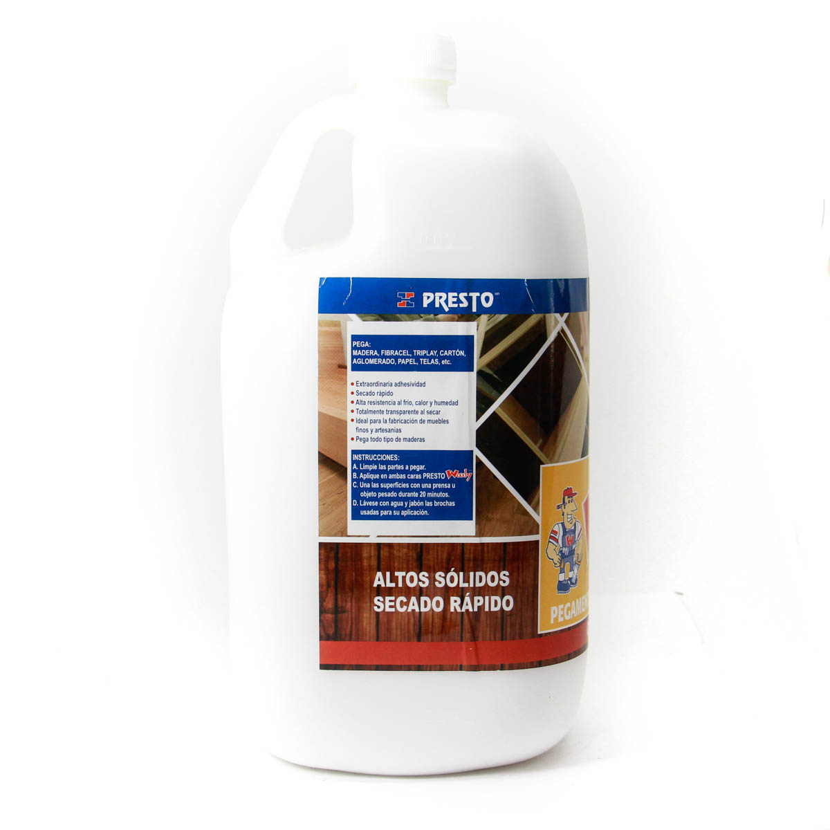 PEGAMENTO BLANCO PARA MADERA PRESTO WOODY CUBETA 4 KG