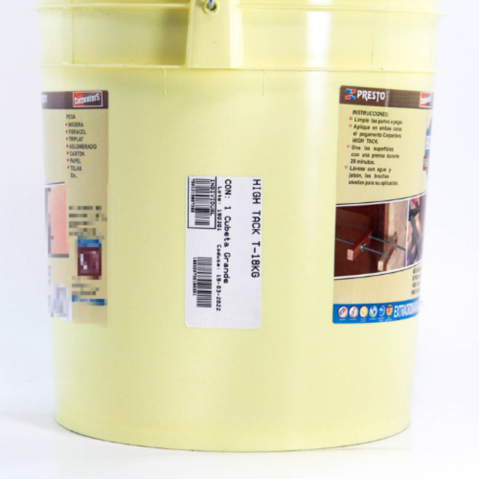 PEGAMENTO AMARILLO PARA MADERA PRESTO CARPENTERS HIGH TACK 18KG