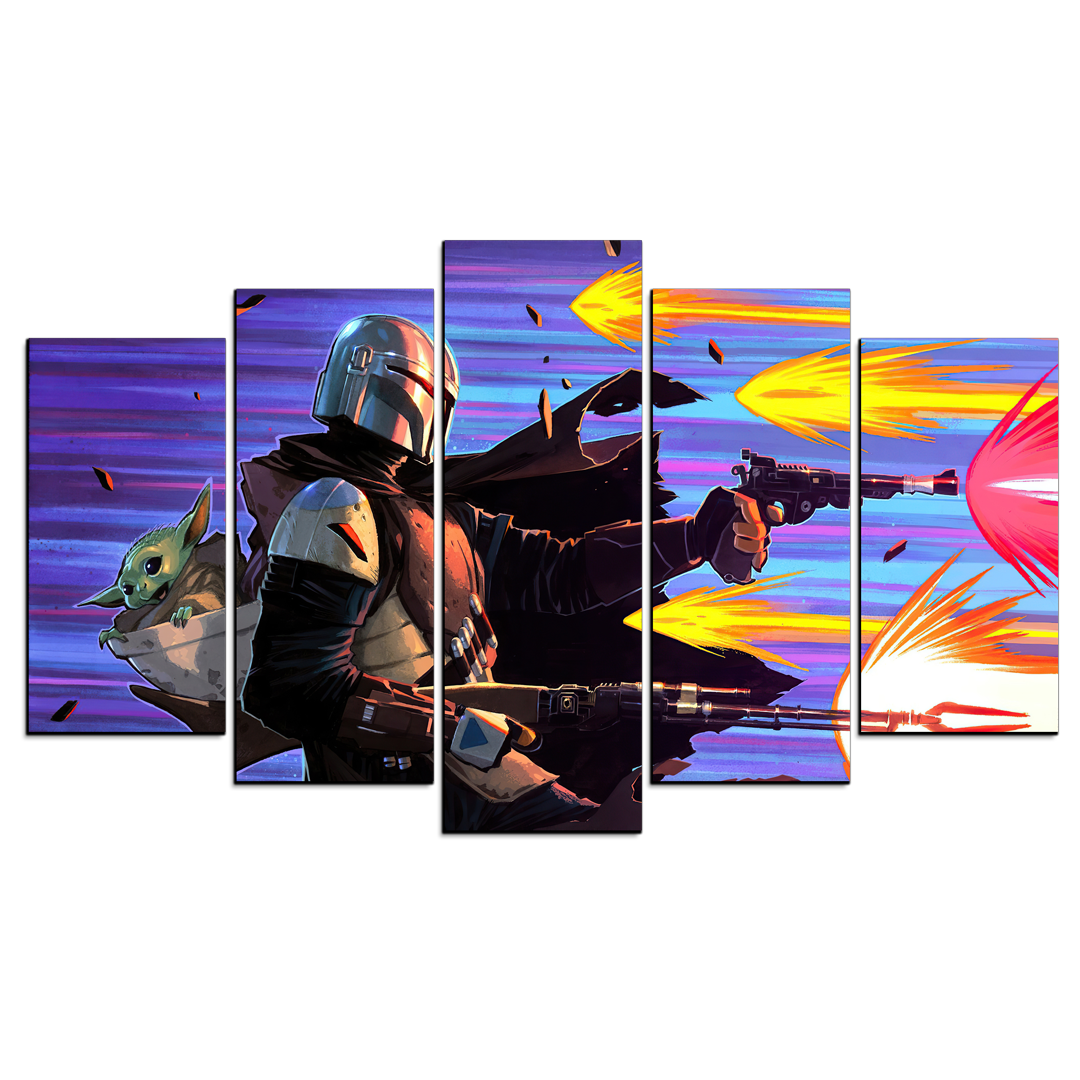 Cuadro Decorativo Star Wars The Mandalorian Grogu Digital Art 100x60cm 5pzs Cuadros MX