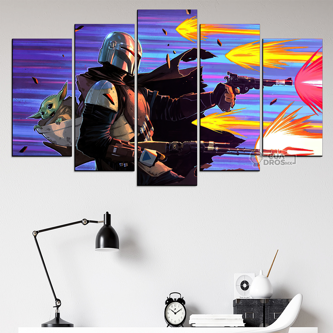 Cuadro Decorativo Star Wars The Mandalorian Grogu Digital Art 100x60cm 5pzs Cuadros MX