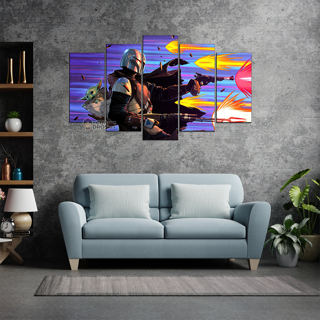 Cuadro Decorativo Star Wars The Mandalorian Grogu Digital Art 100x60cm 5pzs Cuadros MX