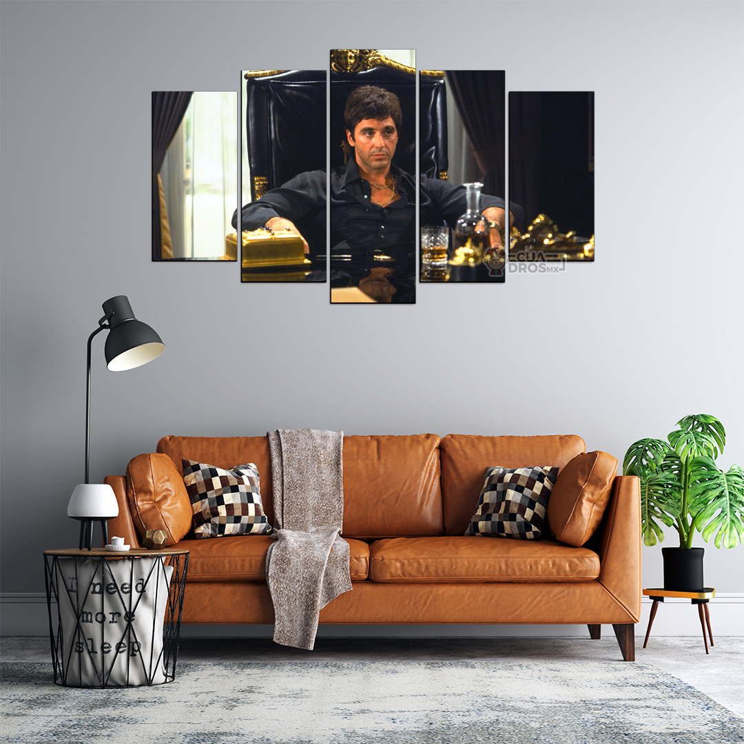 Cuadro Decorativo Scarface Tony Montana Sillon 100x60cm 5pzs Cuadros MX