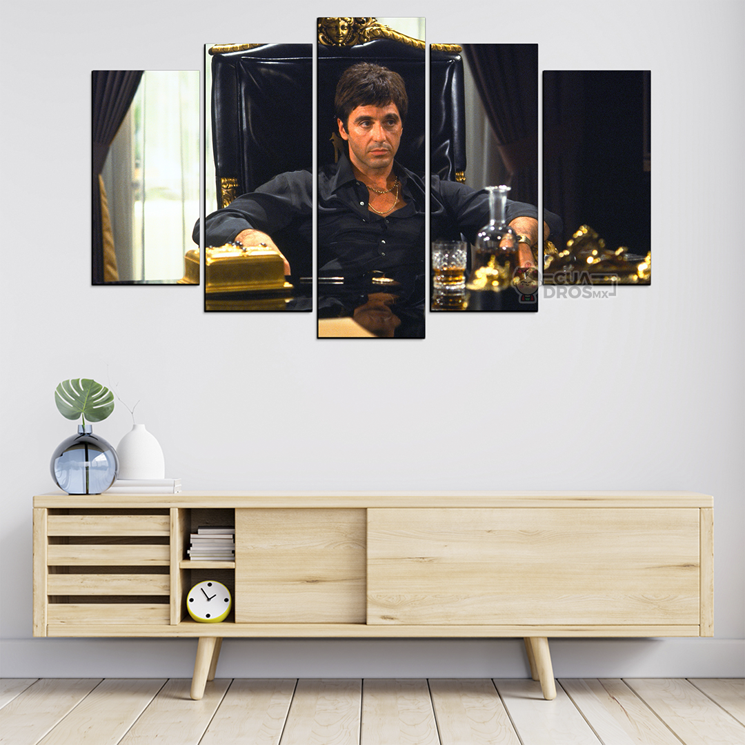 Cuadro Decorativo Scarface Tony Montana Sillon 100x60cm 5pzs Cuadros MX