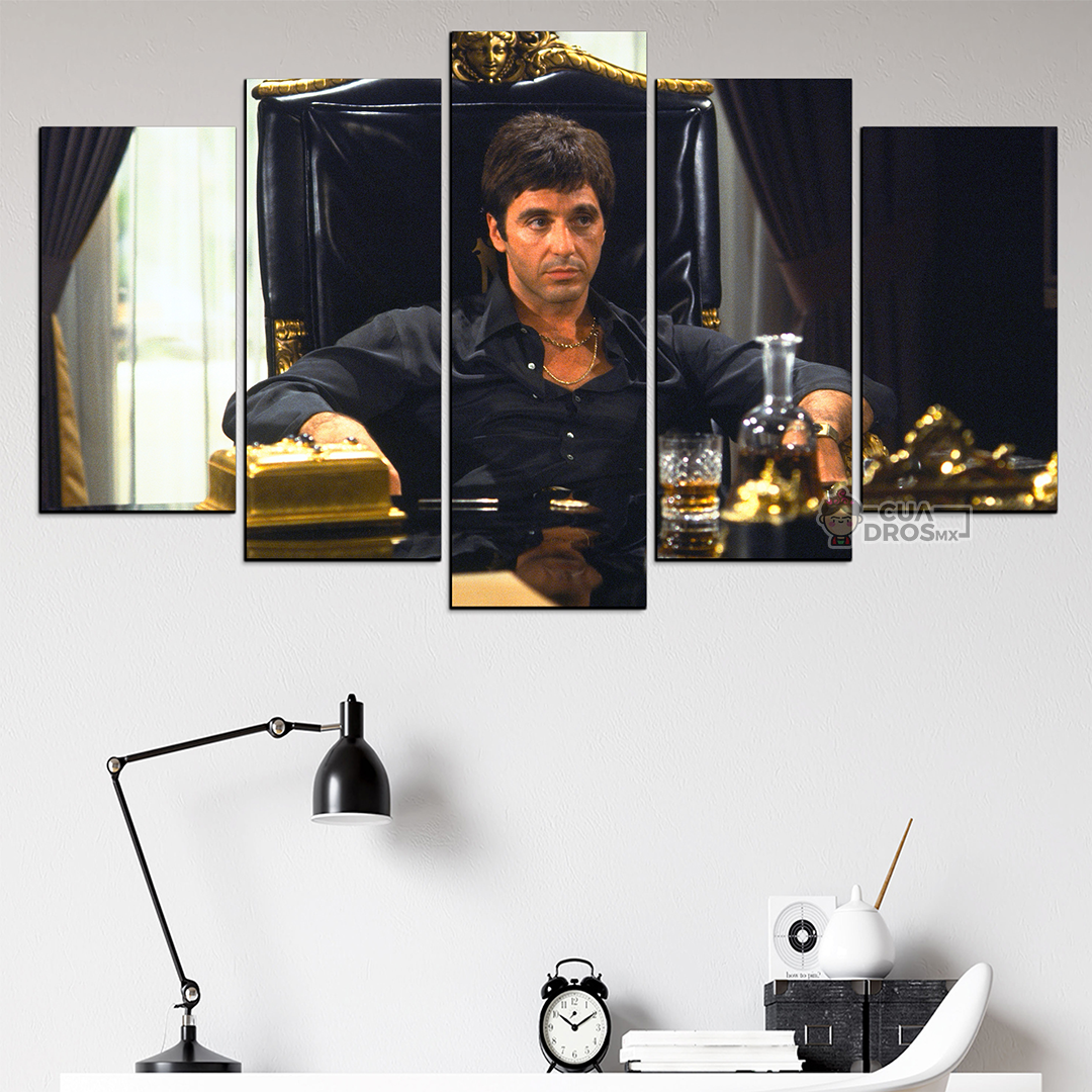 Cuadro Decorativo Scarface Tony Montana Sillon 100x60cm 5pzs Cuadros MX