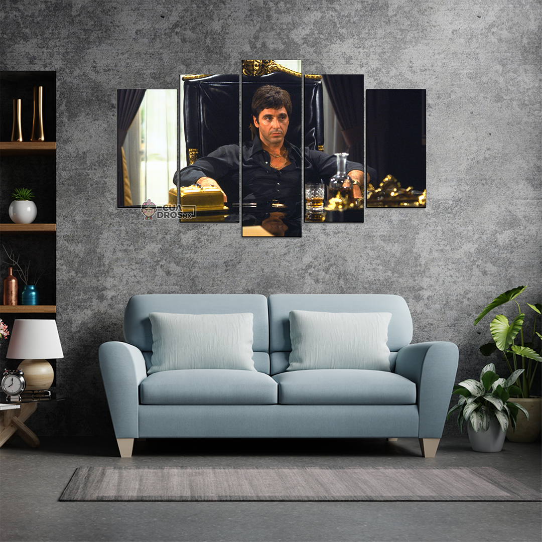 Cuadro Decorativo Scarface Tony Montana Sillon 100x60cm 5pzs Cuadros MX