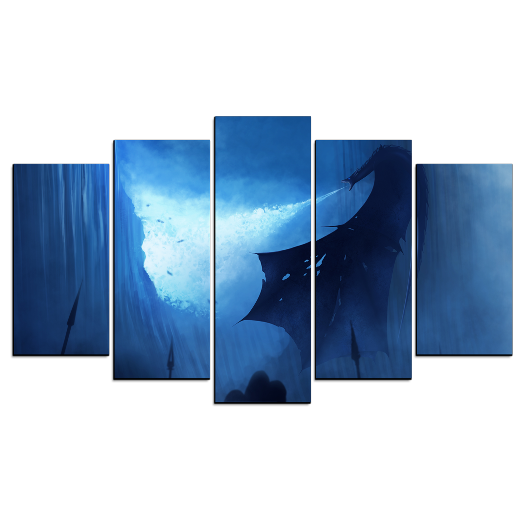 Cuadro Decorativo GOT Viserion Tumbando El Muro 100x60cm 5pzs Cuadros MX