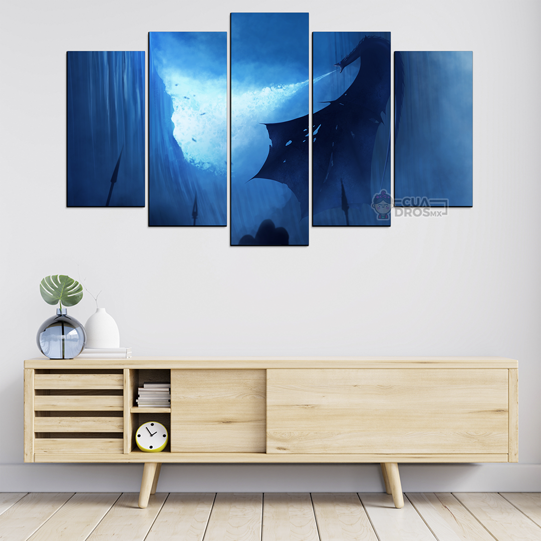 Cuadro Decorativo GOT Viserion Tumbando El Muro 100x60cm 5pzs Cuadros MX