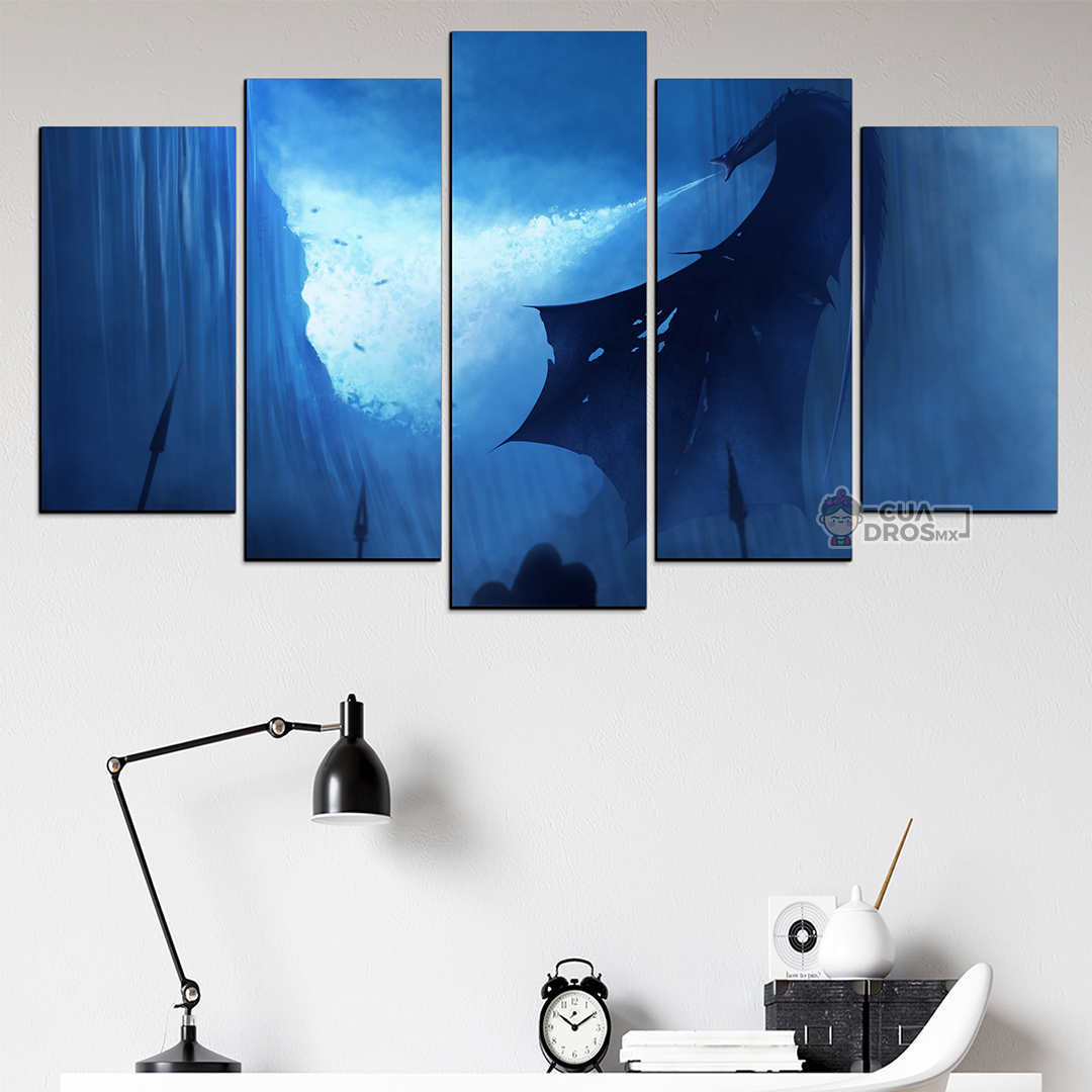 Cuadro Decorativo GOT Viserion Tumbando El Muro 100x60cm 5pzs Cuadros MX