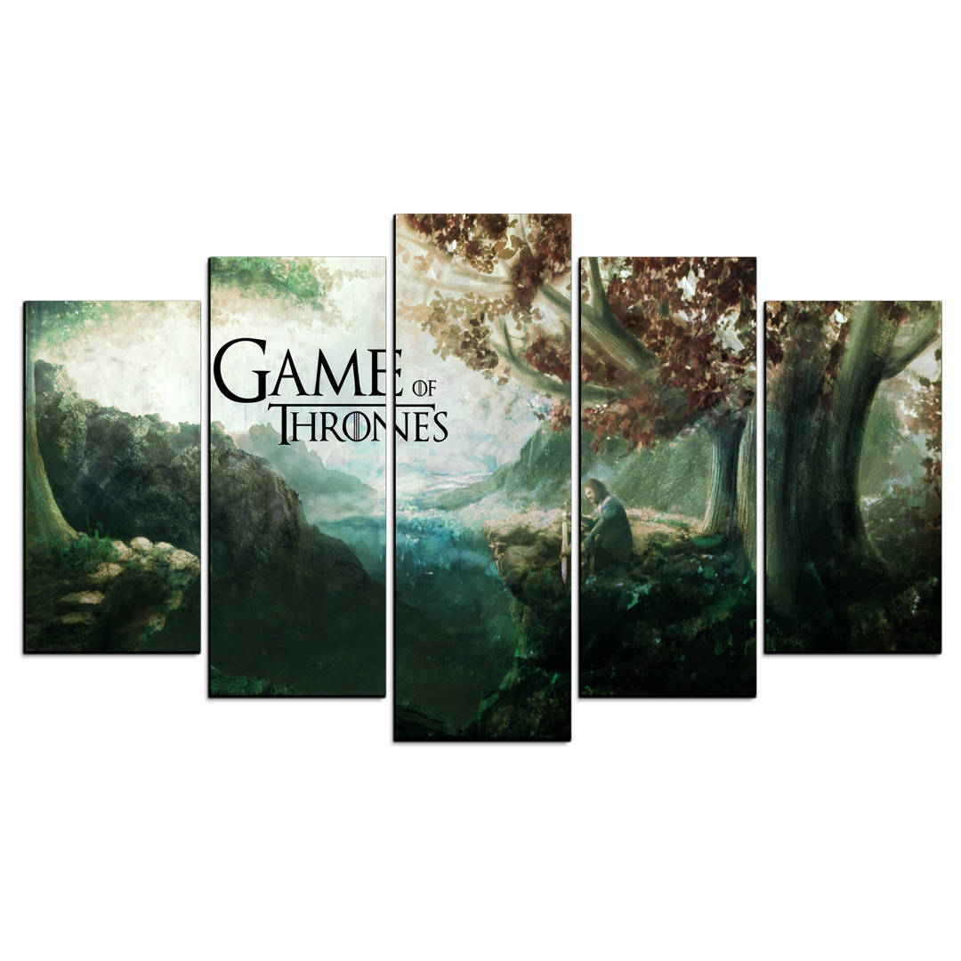 Cuadro Decorativo GOT Ned Stark Bosque de Los Dioses Invernalia 100x60cm 5pzs Cuadros MX