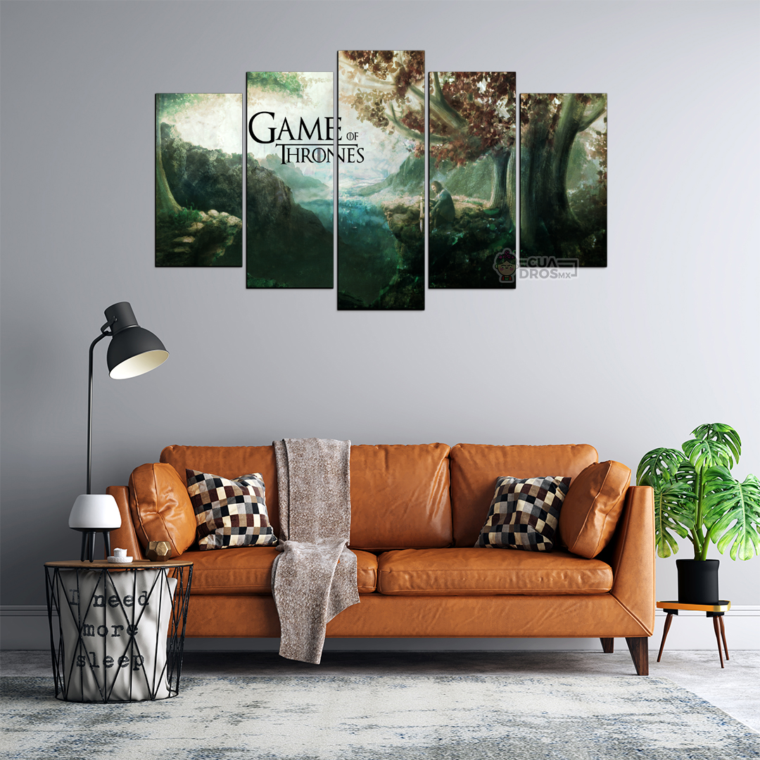 Cuadro Decorativo GOT Ned Stark Bosque de Los Dioses Invernalia 100x60cm 5pzs Cuadros MX
