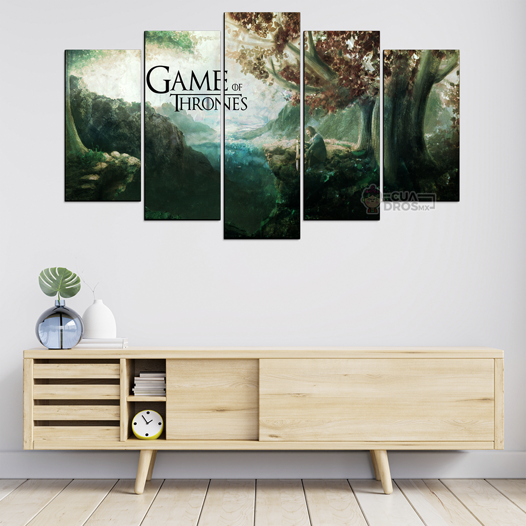 Cuadro Decorativo GOT Ned Stark Bosque de Los Dioses Invernalia 100x60cm 5pzs Cuadros MX