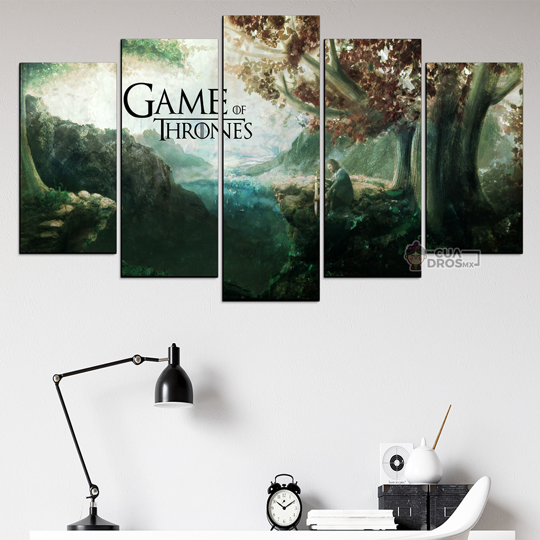 Cuadro Decorativo GOT Ned Stark Bosque de Los Dioses Invernalia 100x60cm 5pzs Cuadros MX