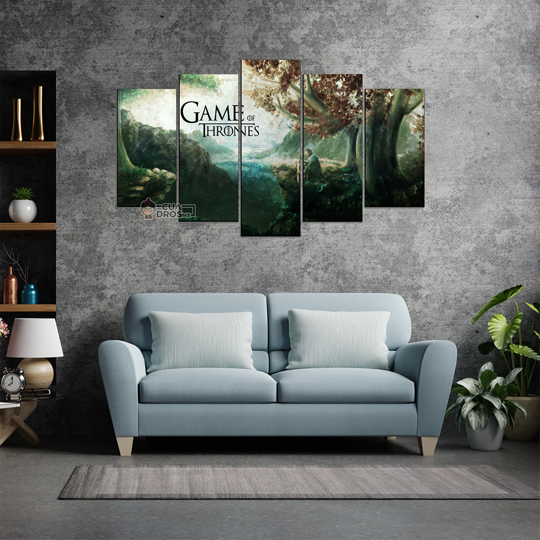 Cuadro Decorativo GOT Ned Stark Bosque de Los Dioses Invernalia 100x60cm 5pzs Cuadros MX