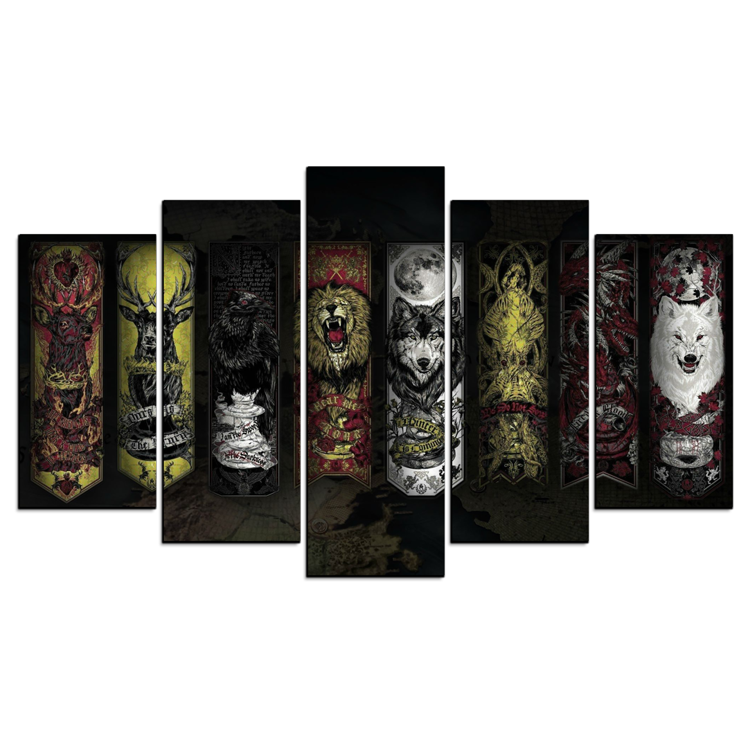Cuadro Decorativo GOT Estandartes FanArt 100x60cm 5pzs Cuadros MX