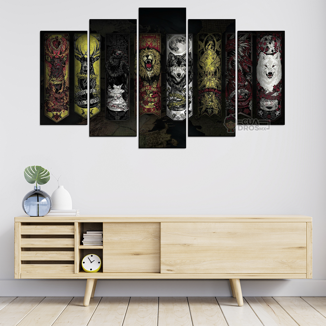 Cuadro Decorativo GOT Estandartes FanArt 100x60cm 5pzs Cuadros MX