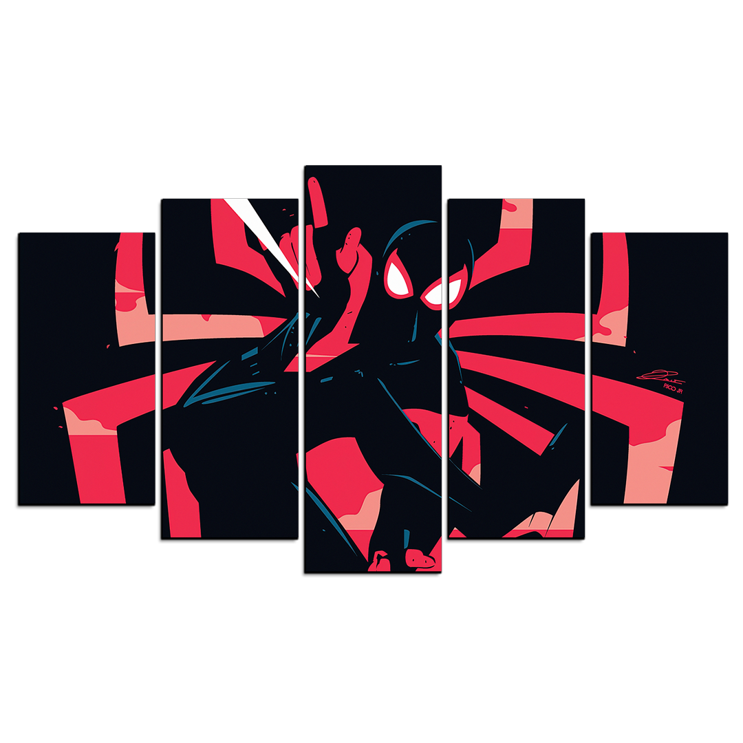 Cuadro Decorativo Spiderman Fondo Negro Digital Art Marvel 100x60cm 5pzs Cuadros MX