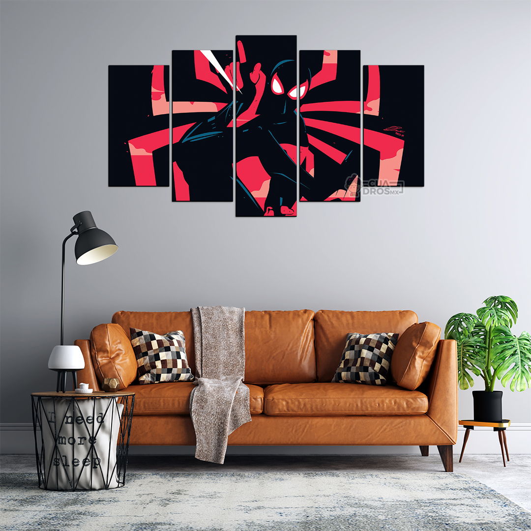 Cuadro Decorativo Spiderman Fondo Negro Digital Art Marvel 100x60cm 5pzs Cuadros MX