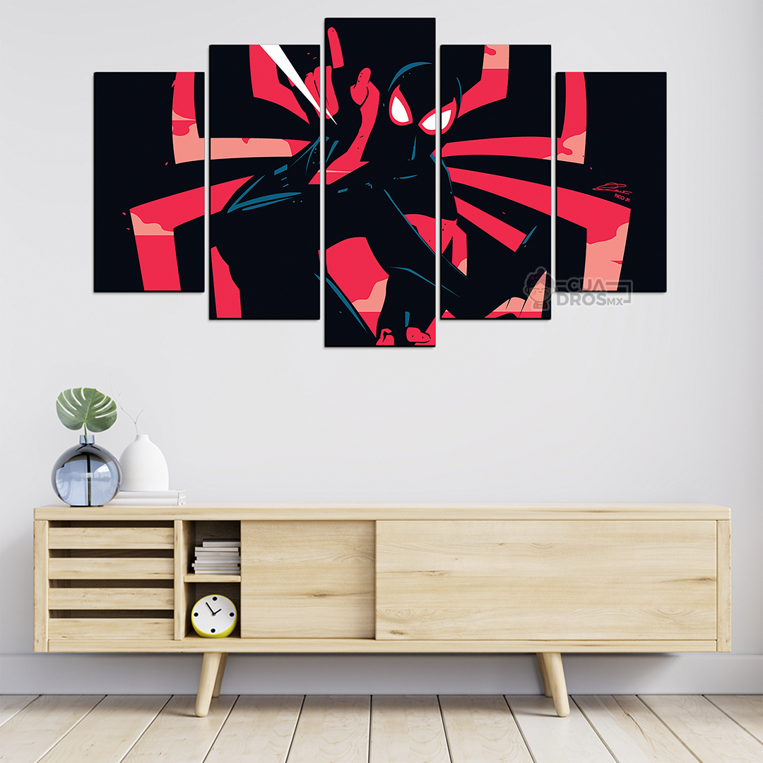 Cuadro Decorativo Spiderman Fondo Negro Digital Art Marvel 100x60cm 5pzs Cuadros MX