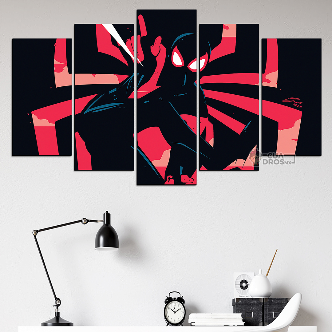 Cuadro Decorativo Spiderman Fondo Negro Digital Art Marvel 100x60cm 5pzs Cuadros MX